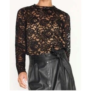 Brochu Walker Donne Floral Lace Top Onyx Women's Size Medium